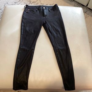 7 for all mankind black sexy stretch/skinny faux leather look.